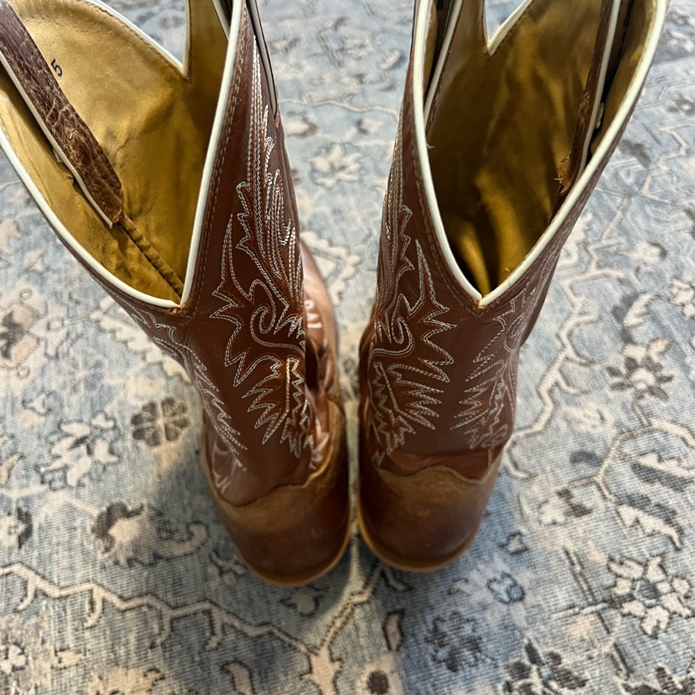 Nocona Boots Brown Leather Cowboy Boots - Picture 6 of 13